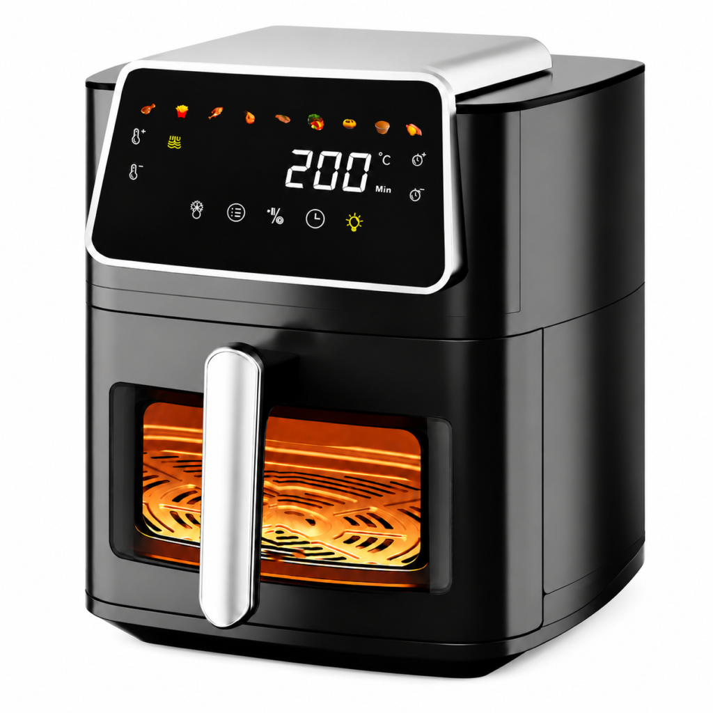 10L 1500W digital touch air fryer, 80-200C, manufactured in Guilin China