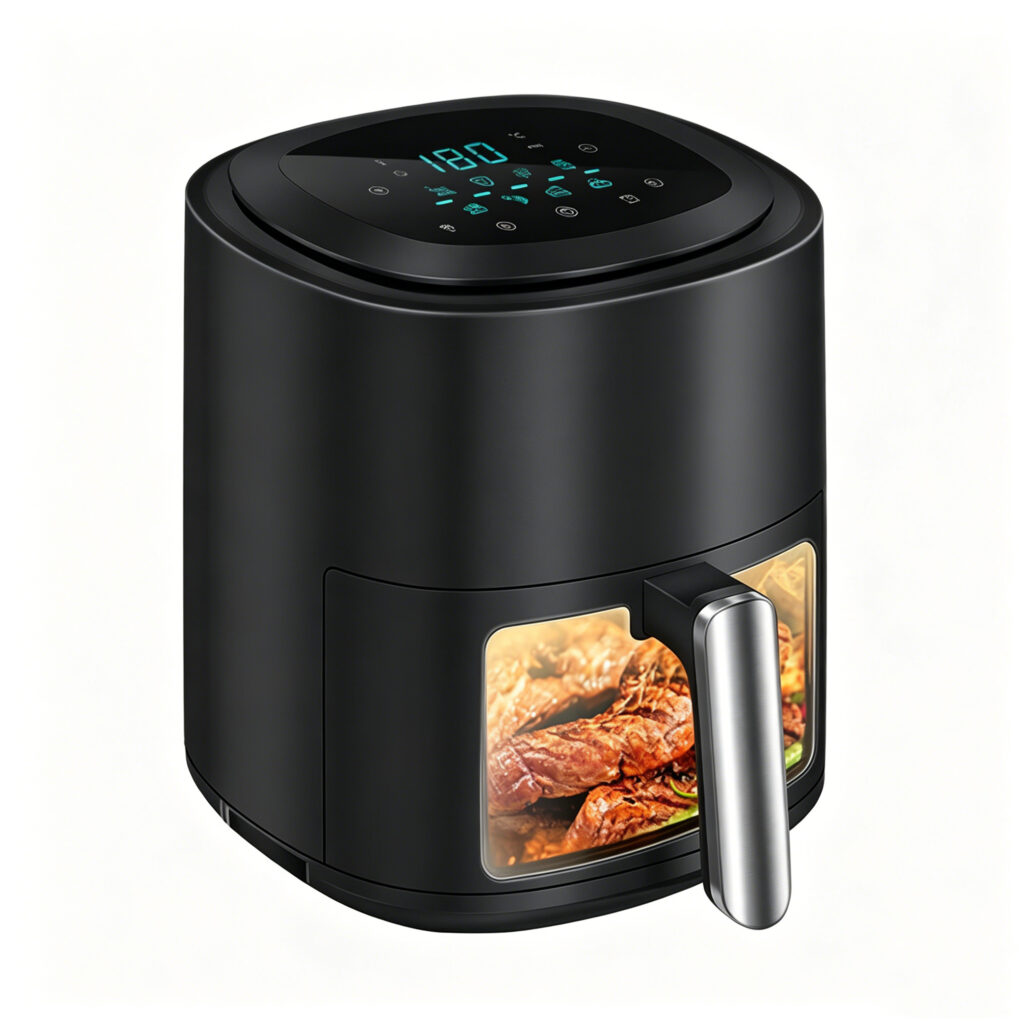 1200W High Quality Fully Automatic Air Fryer Oven, Smart Touch Control, Visible Window, Oil-Free Multifunctional Cooker for Home Use